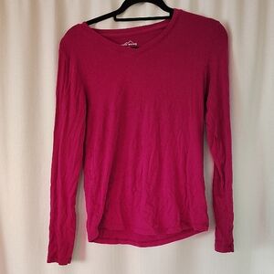 Women's V-Neck Long Sleeve Top - Pink
